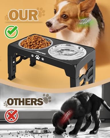 Jovrun Elevated Dog Bowls, Dog Feeder with Stainless Steel Dishes & Slow Feeder Bowl, 5 Heights Adjustable Raised Stand for Medium Large, Food Dishes with Non-Slip Feet - Image 5