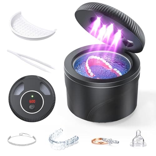 Ultrasonic Retainer Cleaner, 45kHz Retainer Cleaner Machine for Dentures, Mouth Guards, Aligners, Braces, Toothbrush Heads & Jewelry, 200ML Dental Cleaning Pod with 4 Modes & Digital Timer - Image 1