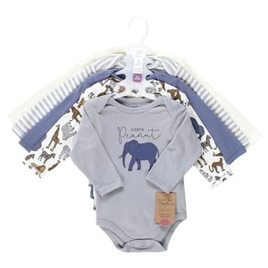 Touched by Nature Unisex Baby Organic Cotton Long-Sleeve Bodysuits, Classic Safari, Preemie - Image 2