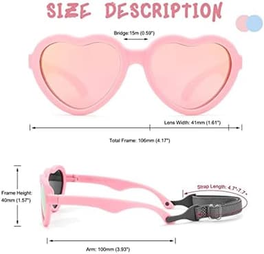 COASION Baby's First Sunglasses with Strap, Unbreakable Polarized Newborn Infant Heart Sunglasses for Ages 0-24 Months - Image 4