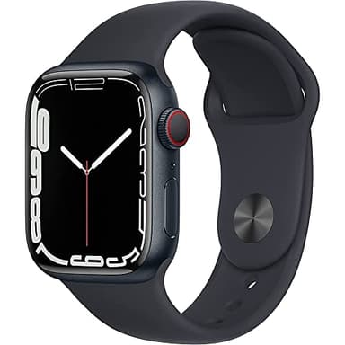 Apple Watch Series 7 GPS + Cellular, 45mm Midnight Aluminum Case with Midnight Sport Band - Regular (Renewed) - Image 1