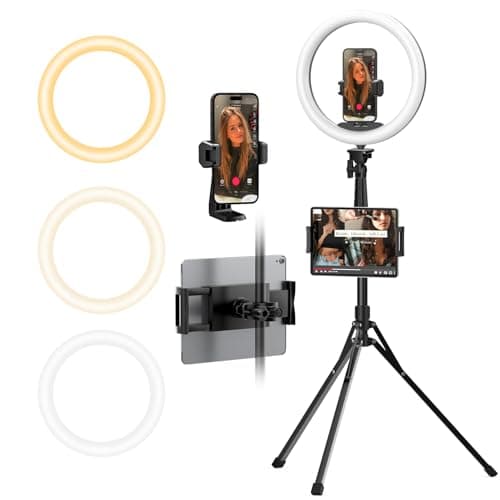 UBeesize 12" Ring Light with 74" Extendable Tripod Stand & iPad, Phone Holder, LED Circle Light with Phone,Tablet Holder for Video Recording, Photography, Live Stream, Makeup, Webcam, TikTok, YouTube - Image 1