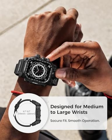 amBand Rugged Case with Band for Apple Watch 45mm, Compatible with Apple Watch (iWatch) Series 9/8/7, Military Grade Shockproof Bumper Cover, Tactical Band for Men, Matte Black - Image 6