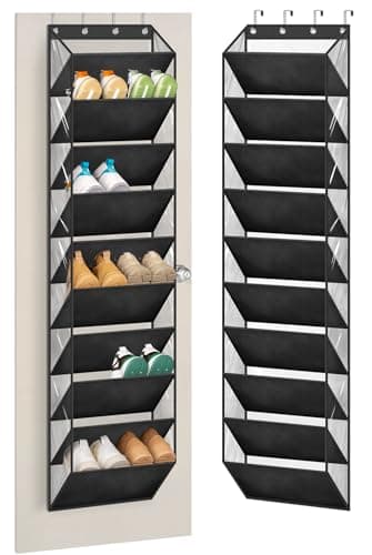 AOODA 10 Tier Clear Over the Door Shoe Organizer Storage, Deep Pockets Large Hanging Shoe Rack for Closet Door, Fit 20 Pairs Shoe Holder Hanger for Sneakers, Boots (Black) - Image 1