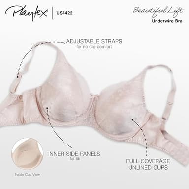 Playtex womens Secrets Love My Curves Signature Floral Underwire Full Coverage Us4422 bras, Sandshell, 38D US - Image 4