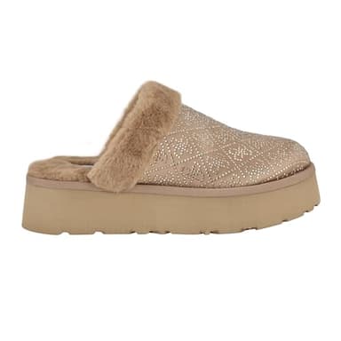 Guess Women's DANIKAS Slipper, Taupe Velvet Rhinestone Logo 240, 5 - Image 5
