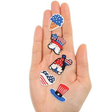 mortd 30 Pack 4th of July Shoe Charms Decoration, Patriotic Red White Blue Celebration Charms for Shoes Bracelets, PVC Shoe Decoration Accessories for Independence Day 4th of July Party Supplies - Image 2
