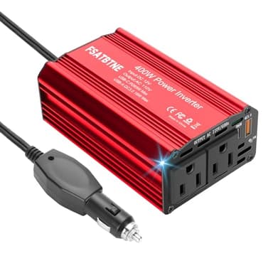 400W Power Inverter, FSATBTNE DC 12V to 110V AC Car Plug Adapter Outlet Converter with [65W PD USB-C] & [18W QC USB-A] Fast Charging Ports and 2 AC Outlets Car Power Inverters for Vehicles - Image 1