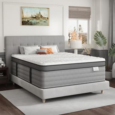 Onlylucky Firm Queen Mattress, 16 Inch Hybrid Queen Size Mattress in a Box with Cooling Gel Memory Foam & Pocket Springs for Extra Lumbar & Shoulder Support, Fiberglass-Free, 365-night Trial - Image 1