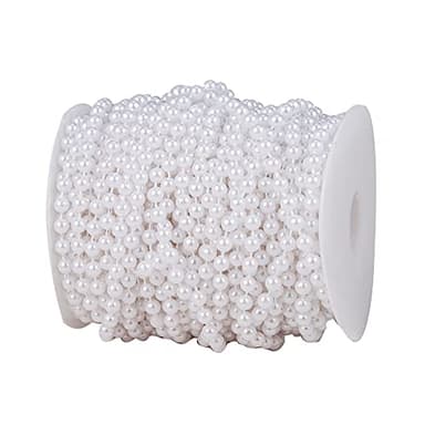 YoungJewl 6mm Crafts Faux Pearl Beads Garland Pearl Bead Roll Strand of Pearls to Decorate Floral Centerpieces Wedding Party Favor Christmas Tree(82 Feet White) - Image 1