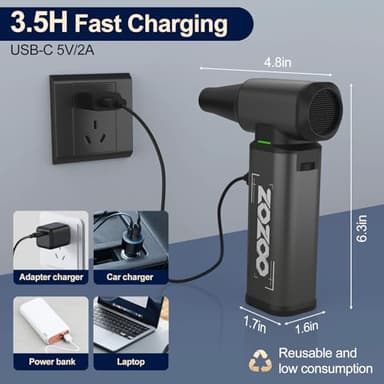 Compressed Air Duster, 180000PRM Electric Air Duster with Stepless Speed Regulation, USB Rechargeable Cordless Portable Air Blower for Home, Car, Computer, and Keyboard Cleaning - Image 5