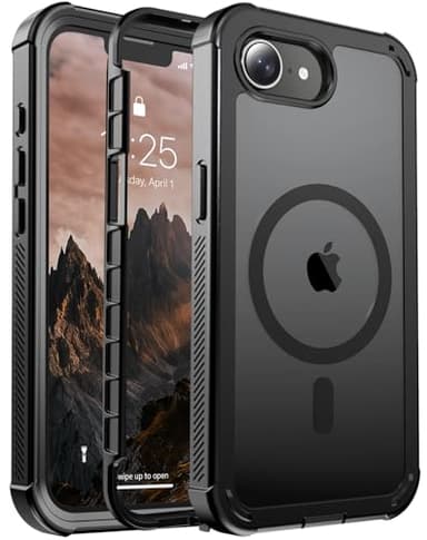 jaroco Magnetic for iPhone 16e Case, [Compatible with MagSafe][Military Grade Drop Protection][Heavy Duty Protection][Non-Slip][Shockproof] 2-Layer Durable Bumper Phone Case 6.1''-Black - Image 1