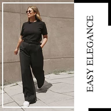 Plus Size Women's Wide-Leg Dress Pants - High Waisted Capri for Business Casual,Work Clothes for Office D-4XL - Image 6