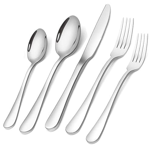 Silverware Set, Briout Flatware Set Service for 4 Stainless Steel Cutlery Set 20 Piece Include Upgraded Knife Spoon Fork Mirror Polished, Dishwasher Safe - Image 1