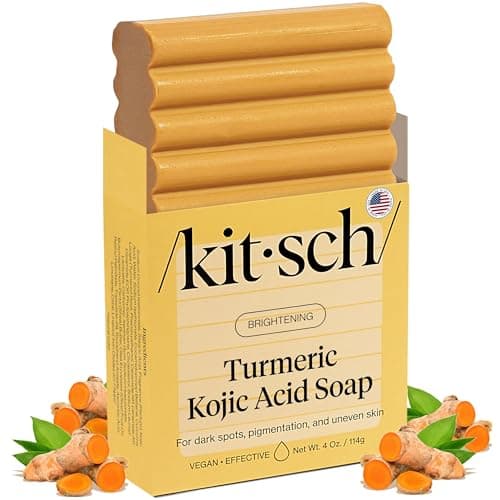 Kitsch Kojic Acid Soap – Turmeric Soap Bar with Hyaluronic Acid & Shea Butter – Brightening & Hydrating Body Wash & Face Wash for Dark Spots, Even Skin Tone & Natural Glow - Made in USA - 4 oz - Image 1