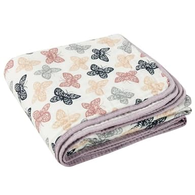 ZPECC Muslin Toddler Blanket Thicker, 47x47 Organic Cotton Kids Quilt Hypoallergenic for Baby Essentials Crib Stroller Daycare Cot, Butterfly - Image 1