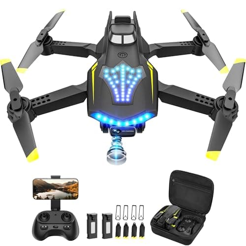 Flymevac Drone with Camera, Dual 720HD, Drone for Kids with Cool Lights, Cestures Control, Vertical Shooting, Waypoint Flight, Gravity Control, 3D Flip, 3-Speeds, Drones for Adults, Beginners, Kids - Image 1