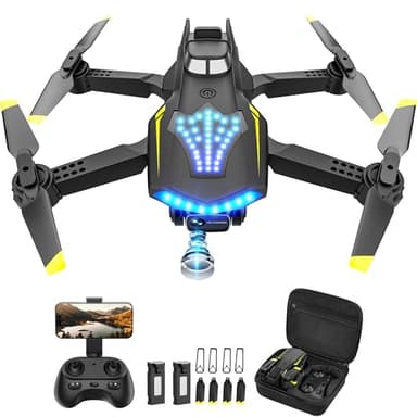 Flymevac Drone with Camera, Dual 720HD, Drone for Kids with Cool Lights, Cestures Control, Vertical Shooting, Waypoint Flight, Gravity Control, 3D Flip, 3-Speeds, Drones for Adults, Beginners, Kids - Image 1