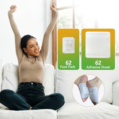 TEWEAE 122 Pads Ginger Foot Pads -with Pure Natural Turmeric & Ginger, Wormwood, Bamboo Vinegar, Bigger Adhesive Pad Ginger Foot Pads - Image 5