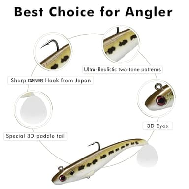 TRUSCEND Fishing Lures for Paddle Tail Swimbaits Bass Trout Jighead Lures Soft Fish Baits Freshwater Saltwater Jigging Bass Pike Walleye Jigs Gear Fishing Gifts for Men - Image 3