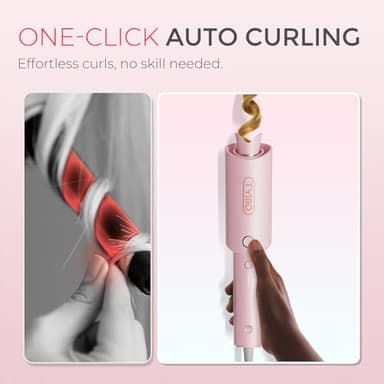 TYMO Automatic Rotating Curling Iron - TYMO CURLPRO Beach Waves Curling Wand, Portable Hair Curler, 500 Million Ionic, Dual Voltage & Lightweight for Travel, Ceramic Coating, 1 Inch, Pink - Image 2