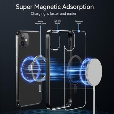 Fin2feel Magnetic Case for iPhone 11 Case, with Tempered Glass Screen Protector, [Compatible with MagSafe], Military Drop Protection Shockproof Matte Back Cover for iPhone 11 6.1 inch,Black - Image 5
