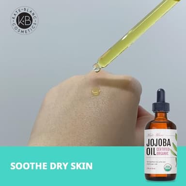 Kate Blanc Cosmetics Jojoba Oil for Softer Hair & Smoother Skin. Gua Sha Oil for Face & Dermaplaning (2oz, Organic, 100% Pure, Natural) - Image 5