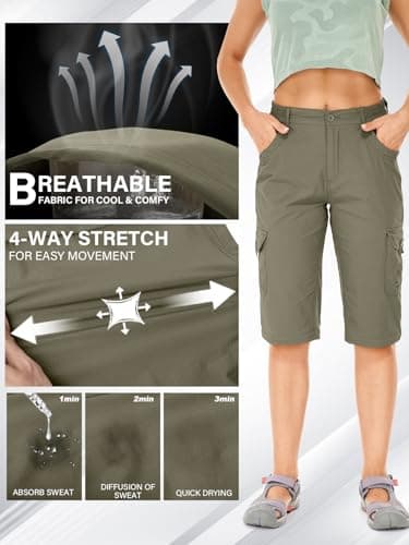 Women's Hiking Pants Convertible Quick Dry Lightweight Zip Off Fishing Travel Safari Pants #2193-Light K-8 - Image 4