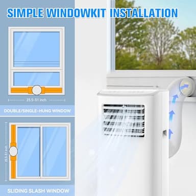8500 BTU Portable Air Conditioners Cool Up to 360 Sq.Ft,3-in-1 AC Unit with Remote Control/LED Display/Installation Kits & Screwdriver/24Hrs Timer for Home/Office,White - Image 4