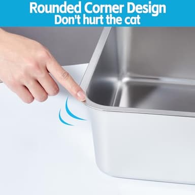 EGMEHOAD Stainless Steel Cat Litter Box, Metal Litter Box, Cat Litterbox for Kitten, Kitty, Rabbit, 6" High Side Cats Litter Boxes, Large Stainless Steel LitterBox, No Smell, Non Stick, Easy to Clean - Image 6