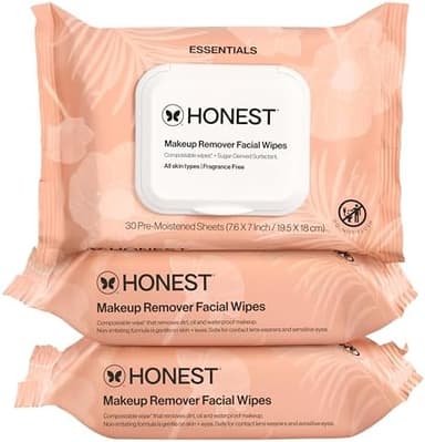 Honest Beauty Fragrance Free Cleansing Makeup Remover Facial Wipes | Plant Based, Hypoallergenic, Gentle for Sensitive Skin | 90 Count - Image 3