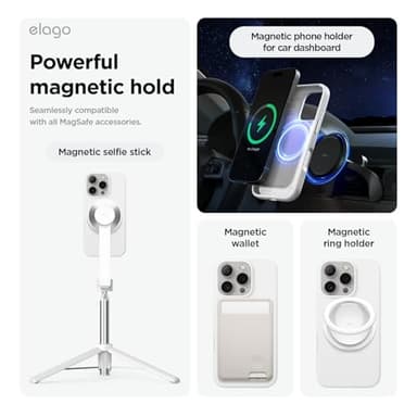 elago Magnetic Silicone Case Compatible with iPhone 16 Pro Max Case 6.9 Inch Compatible with All MagSafe Accessories - Built-in Magnets, Soft Grip Silicone, Shockproof [White] - Image 4