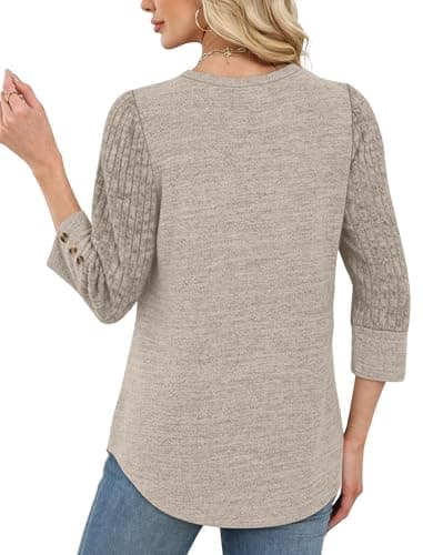 Womens Tops Fall Outfits for Women 2025 Early Fall Fashion Must Haves Comfiest Airport Outfits Long Sleeve Shirts for Women Sweaters Chocolate Brown Fall Clothes Trendy Business Casual Plus Size - Image 5