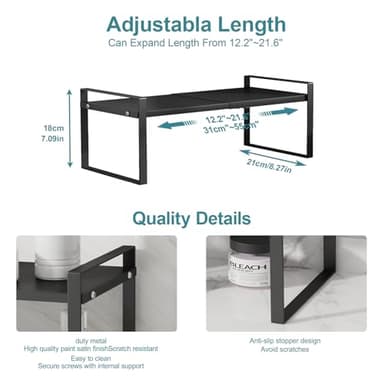 Aiusafacai Cabinet Shelf Expandable Cupboard Under Sink Countertop Organizer Riser Rack for Kitchen Pantry Home Organization Extra Storage Space Saver Heavy Duty - Image 3
