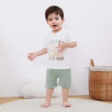 CIYCUIT Baby Boy Summer Clothes Short Sleeve Letter Print Shirt Shorts Set - Image 4