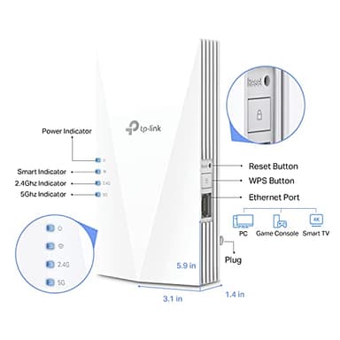 TP-Link AX1500 WiFi Extender Internet Booster(RE500X), WiFi 6 Range Extender Covers up to 1500 sq.ft and 25 Devices,Dual Band, AP Mode w/Gigabit Port, APP Setup, OneMesh Compatible - Image 4