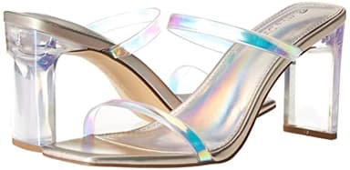 The Drop Women's Avery Square Toe Two Strap High Heeled Sandal, Iridescent, 10 - Image 5