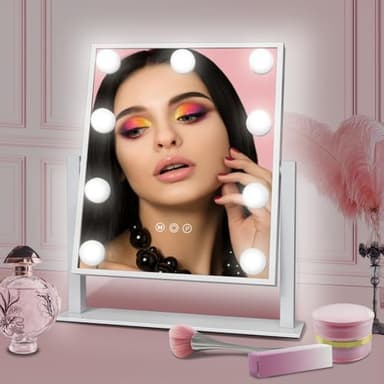 VoxZypher Hollywood Vanity Makeup Mirror with Lights - 9 LED Bulbs, Touch Control, 3 Colors Light, 360° Rotation, Light Up Vanity Mirror for Dressing Room & Bedroom - Image 8