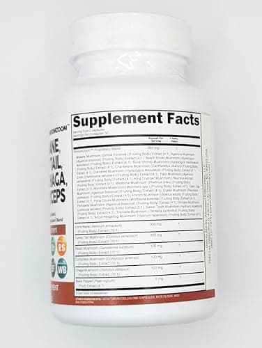 Clean Nutraceuticals Lions Mane 20in1 Mushroom Supplement with Turkey Tail Reishi Cordyceps Chaga Maitake Meshima Poria Cocos Shiitake Oyster Porcini Enoki - 1 Pack - Image 6