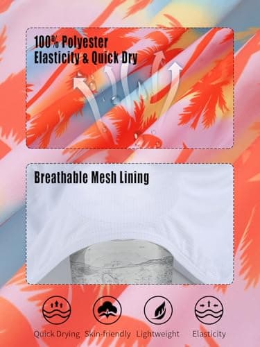 RELLECIGA Men's Board Shorts Quick Dry 9 Inch Swim Trunk with Mesh Lining(Orange Coconut Tree,X-Large) - Image 4