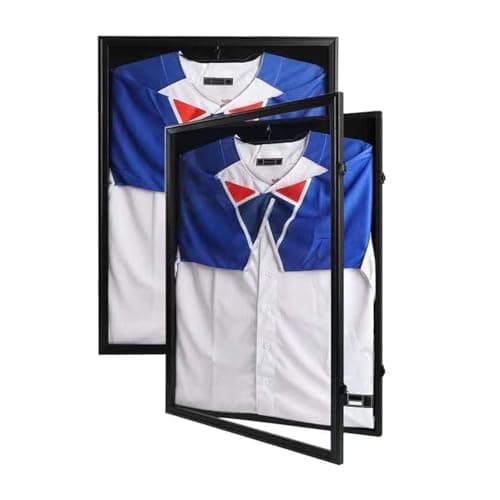 IHEIPYE Jersey Frame Display Case Black Lock-2Pack,Large Shadow Box Lockable with 98% UV Protection Acrylic and Hanger for Baseball Basketball Football Soccer Hockey 2XL Sport Jersey Shirt - Image 1