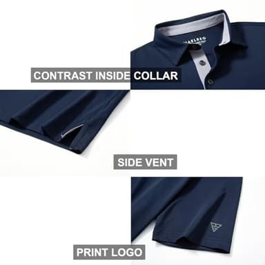M MAELREG Mens Pique Polo Shirts Short Sleeve Performance Moisture Wicking Quick Dry Casual Golf Shirts for Men Navy - Image 4