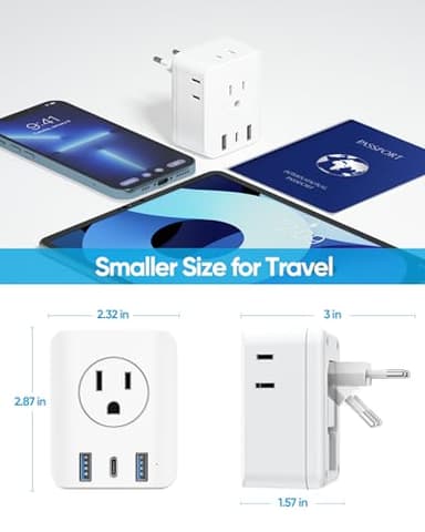 2 Pack European Travel Plug Adapter, Olcorife Foldable International Power Adapter with 4 Outlets 3 USB Ports, Type C Plug Adapter for US to Europe, Italy Spain Iceland France Germany - Image 5
