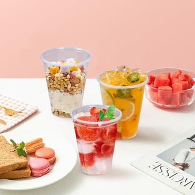 Clawsoff 12 oz Clear Plastic Cups 300 Pack, Disposable Cups,Party Drinking Cup, Cups for Party, Graduation, Travel, Holiday, Events - Image 2