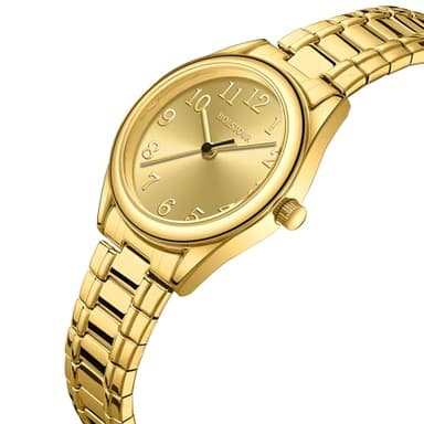 HOLSTOUR Watches for Women Easy Reader Watch with Stainless Steel Expansion Band, Gold Analog Dial 30M Resistant (6.10in-6.80in) - Image 2