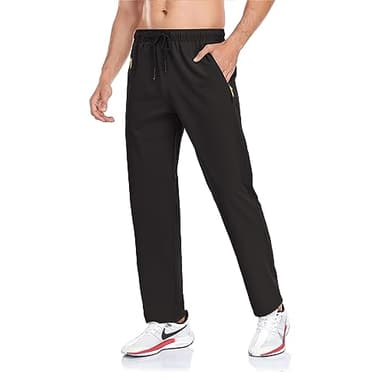 Rapoo Hiking Pants Men Men's Casual Workout Athletic Sweatpants Joggers Pants Elastic Waist Jogging Running Pants for Men with Zipper Pockets 05 Black 3XL - Image 2