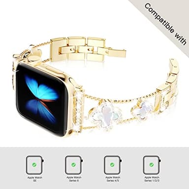 38/40/41/42 mm(Series 10) cool woman chain metal smartwatch strap compatible with Apple Watch Band Series 10/9/8/7/6/SE/5/4 adjustable replacement watch bracelet for Iwatch gold Watch Band - Image 6
