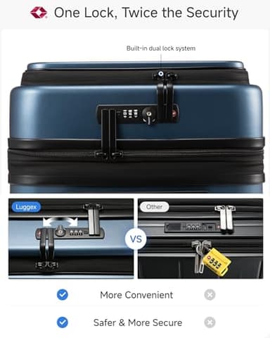 LUGGEX Carry On Luggage 22x14x9 Airline Approved, FLO5 Expandable Polycarbonate Suitcase with Front Pocket (FX-Core, Black, 20 Inch) - Image 5
