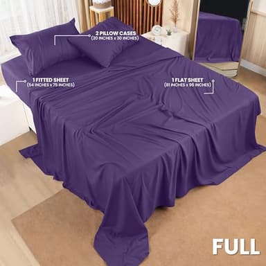 Utopia Bedding Full Bed Sheets Set - 4 Piece Bedding - Brushed Microfiber - Shrinkage and Fade Resistant - Easy Care (Full, Egg Plant) - Image 2