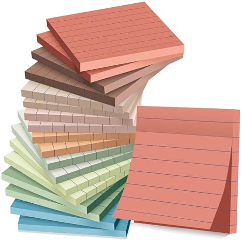 (18 Pack) Lined Sticky Notes 3x3 in Post, Vintage Colors, Sticky Pads, Strong Adhesive, Recyclable, Self-Stick Pads, Easy to Post for Home, Office, Notebook - Image 1
